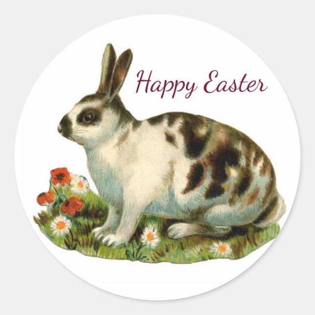 Vintage Happy Easter Bunny Sticker (Front)