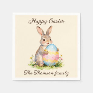 Vintage Happy Easter Bunny with Egg Family Napkins