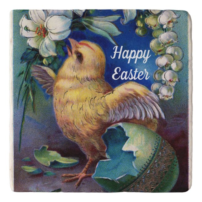 Vintage Happy Easter Chick Trivet (Front)