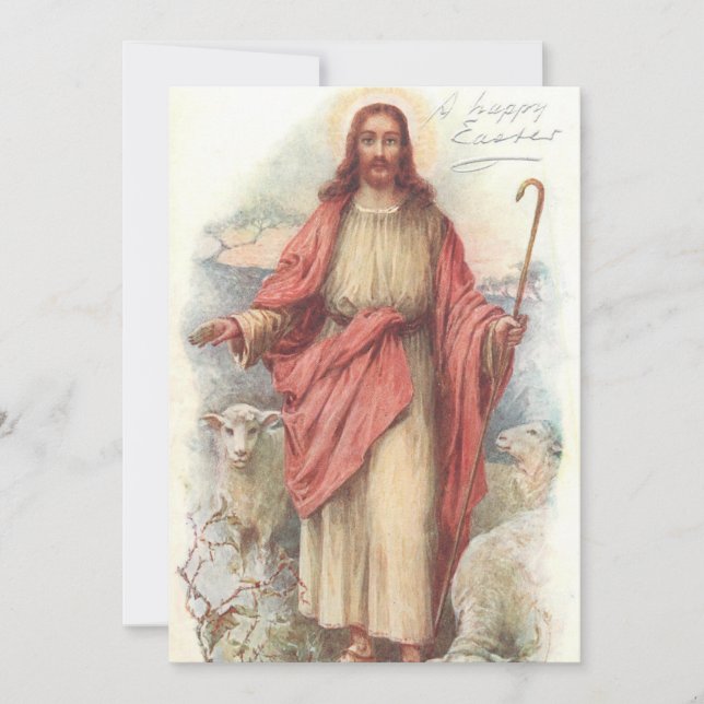 Vintage Happy Easter Jesus Holiday Card (Front)