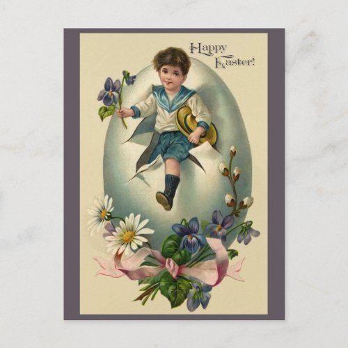 Vintage Happy Easter sailor suit boy Postcard
