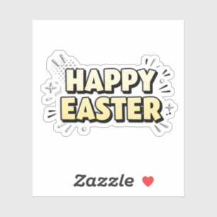 Vintage Happy Easter Typographic Sticker
