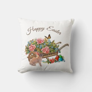 Vintage Happy Easter Wheelbarrow Retro Holiday
