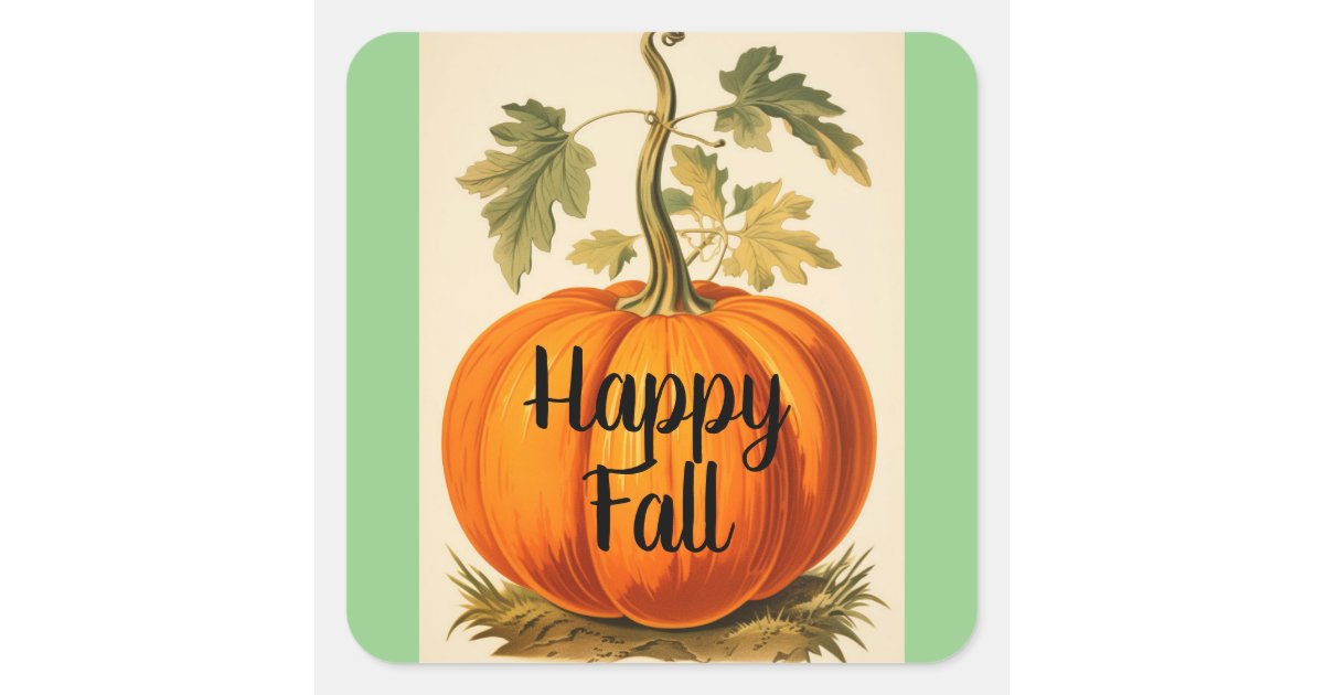 Vintage Happy Fall Pumpkin Sticker | Zazzle