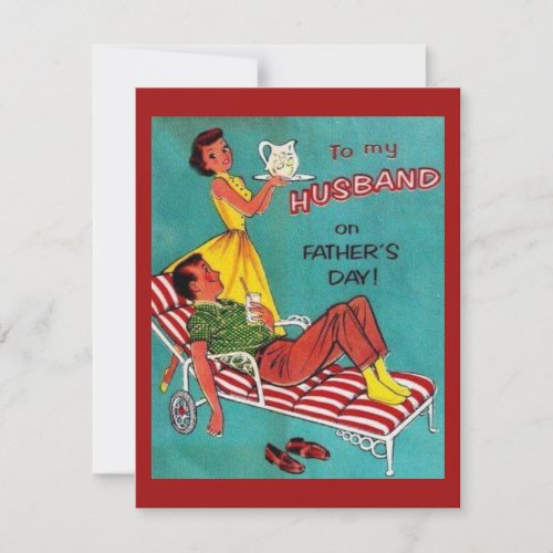Vintage Happy Fathers Day Husband Card