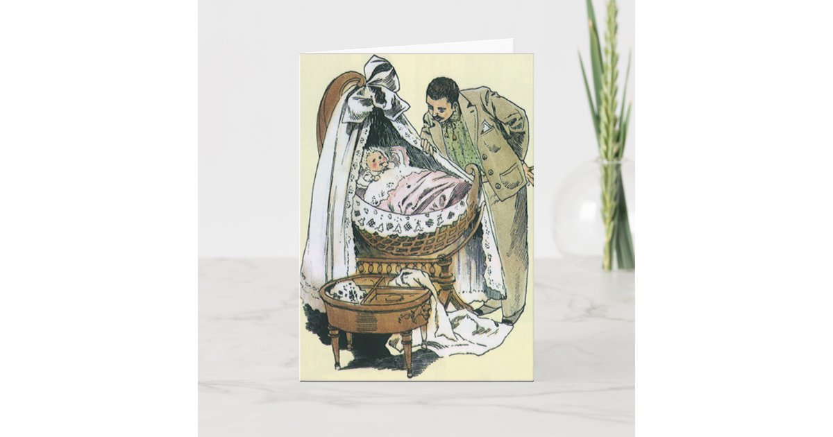 Vintage Happy Fathers Day, Victorian Baby Card Zazzle