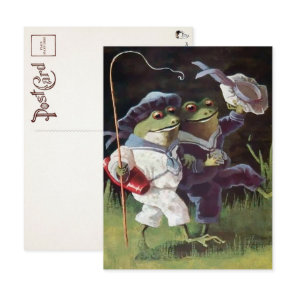 Vintage Happy Frogs Postcard