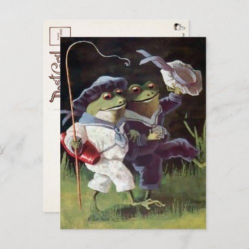 Vintage Happy Frogs Postcard 