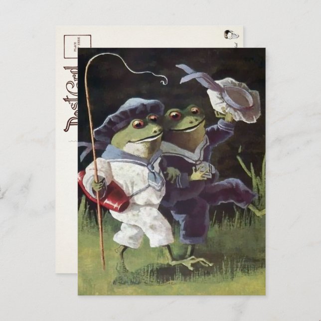 Vintage Happy Frogs Postcard  (Front/Back)