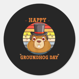 Vintage Happy Groundhog Day 2024 Celebrate Holiday Classic Round Sticker