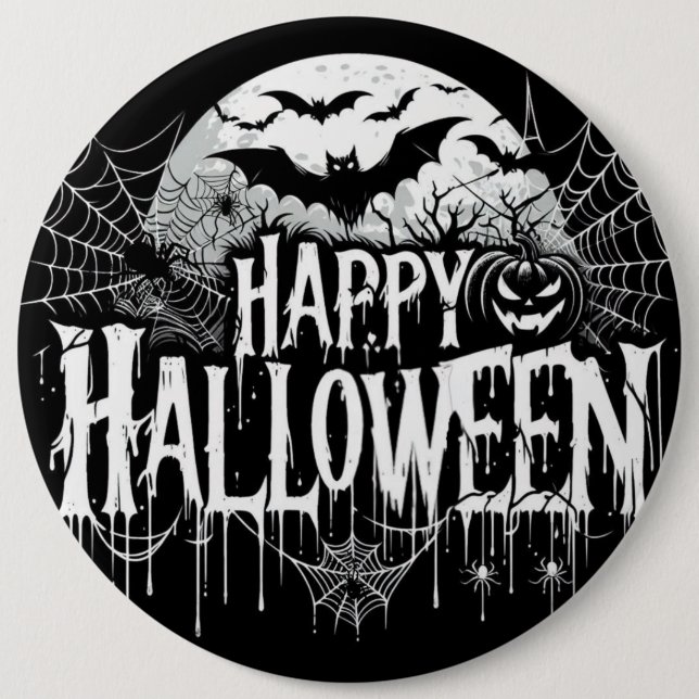 Vintage happy Halloween art Button (Front)