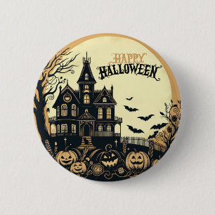Vintage happy Halloween art Button