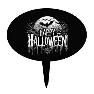 Vintage happy Halloween art Cake Topper