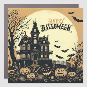 Vintage happy Halloween art Car Magnet