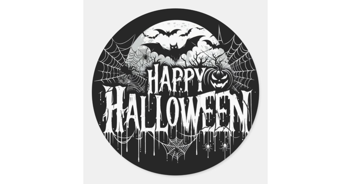 Vintage happy Halloween art Classic Round Sticker | Zazzle