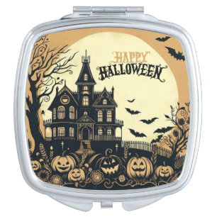 Vintage happy Halloween art Compact Mirror