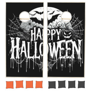 Vintage happy Halloween art Cornhole Set