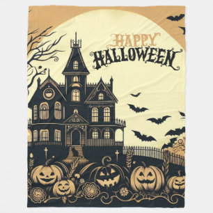 Vintage happy Halloween art Fleece Blanket