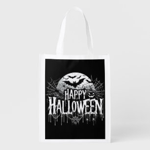 Vintage happy Halloween art Grocery Bag
