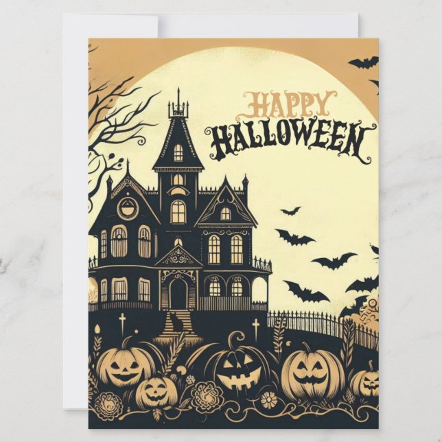 Vintage happy Halloween art Holiday Card (Front)