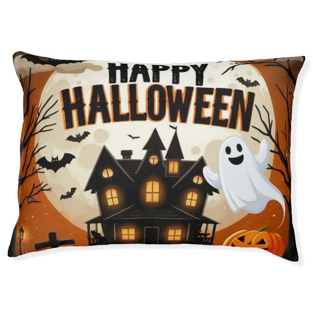 Vintage happy Halloween art Pet Bed (Front)