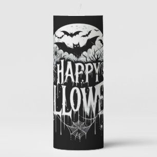 Vintage happy Halloween art Pillar Candle