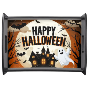Vintage happy Halloween art Serving Tray