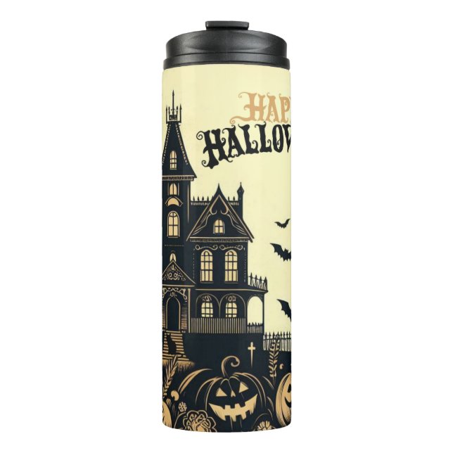 Vintage happy Halloween art Thermal Tumbler (Front)