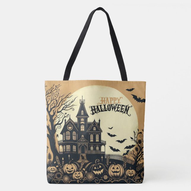 Vintage happy Halloween art Tote Bag (Front)