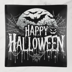 Vintage happy Halloween art Trinket Tray