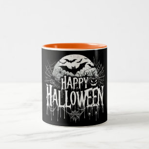 Vintage happy Halloween art Two-Tone Coffee Mug