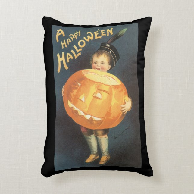 Vintage Happy Halloween by Ellen Clapsaddle Accent Pillow (Front(Vertical))