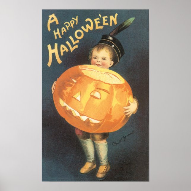Vintage Happy Halloween by Ellen Clapsaddle Poster (Front)