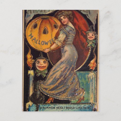 Vintage Happy Halloween card Jack Olantern Postcard