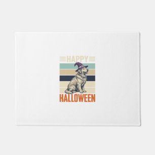 Vintage Happy Halloween Dog Witch Hat Shirt Design Doormat