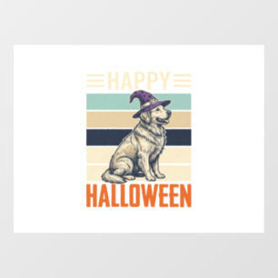 Vintage Happy Halloween Dog Witch Hat Shirt Design Window Cling