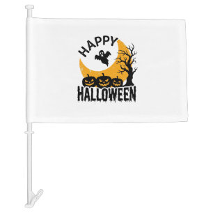 Vintage Happy Halloween Ghost Pumpkin Shirt Design Car Flag