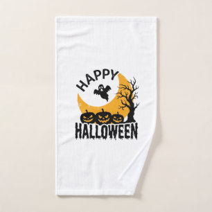 Vintage Happy Halloween Ghost Pumpkin Shirt Design Hand Towel