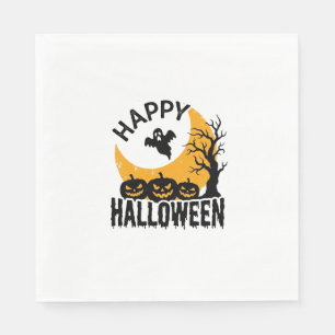 Vintage Happy Halloween Ghost Pumpkin Shirt Design Napkins