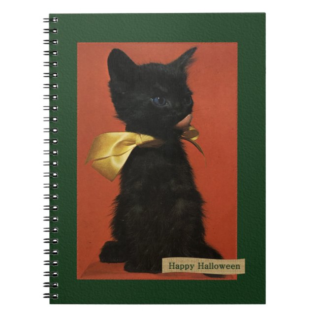 Vintage Happy Halloween Kitten Journal (Front)