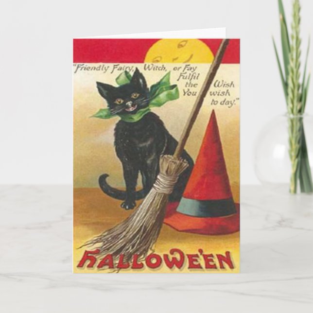 Vintage Happy Halloween Poster Greeting Card (Front)
