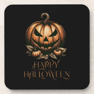 Vintage happy Halloween pumpkin Beverage Coaster