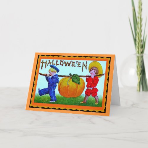 Vintage Happy Halloween Pumpkin _ Halloween Card