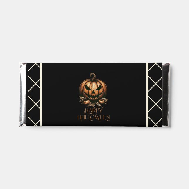 Vintage happy Halloween pumpkin Hershey Bar Favors (Front)