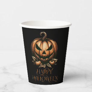 Vintage happy Halloween pumpkin Paper Cups