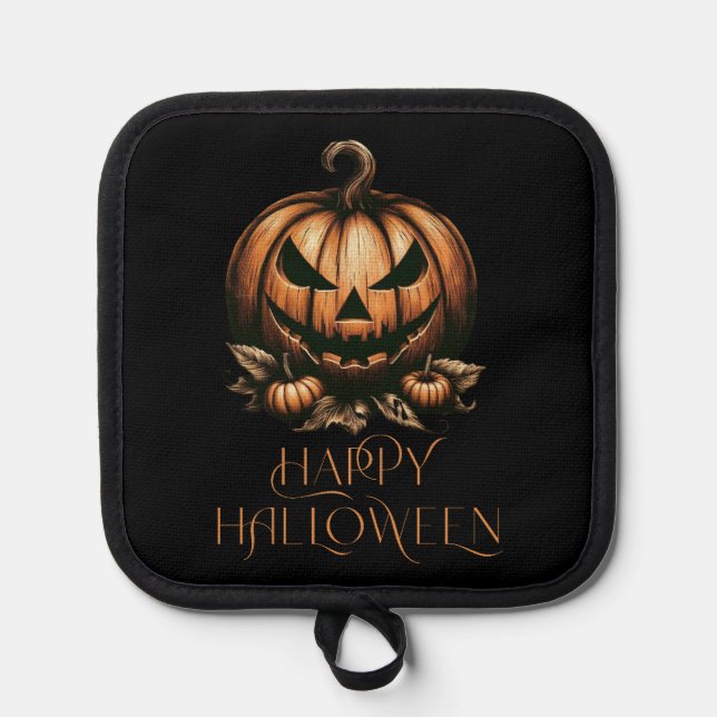 Vintage happy Halloween pumpkin Pot Holder (Front)