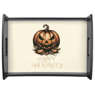 Vintage happy Halloween pumpkin Serving Tray