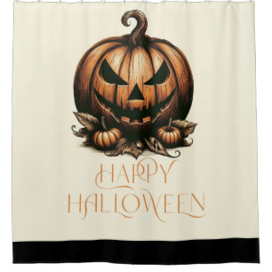 Vintage happy Halloween pumpkin Shower Curtain