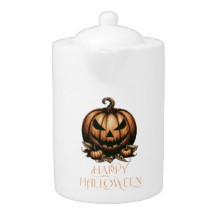 Vintage happy Halloween pumpkin Teapot