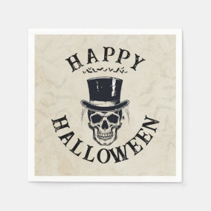 Vintage Happy Halloween Skull Napkins